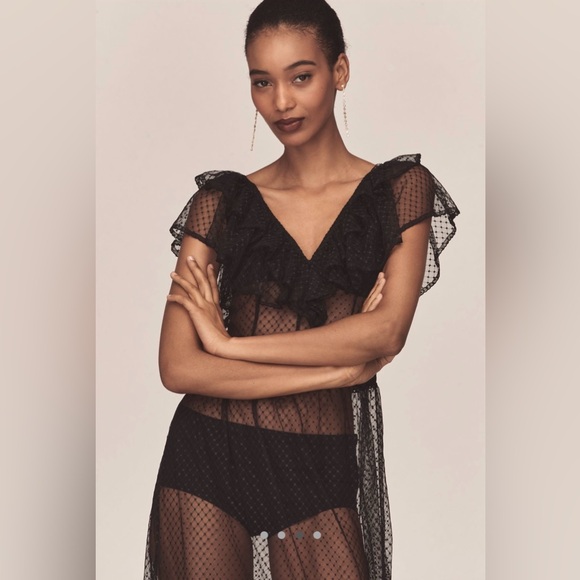 By Anthropologie Ruffle sheer Mesh Maxi dress - Picture 5 of 10